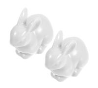 KICHOUSE Universal Toilet Bolt Covers 2Pcs White Ceramic Bunny Decorative Screw Caps for Bathroom Replacement with Medium Size 7X4X6Cm