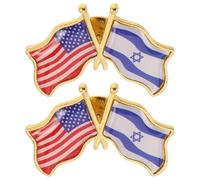KICHOUSE Usa and Israel Flag Lapel Pin Double Brooch Badges 2pcs Zinc Alloy with Epoxy Finish Versatile Wearability for Friends and Collecting 1.50X1.10X0.31In