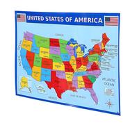 KICHOUSE Usa Map Wall Poster 2pcs 14x19.5 Inch (50x35 Cm) America Educational Map for Classroom Geography Learning and Bedroom Decoration