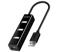 KICHOUSE Usb 2.0 4-port Hub Usb Splitter 1m Plastic Adapter for Laptop Pc Desktop Office Use Black