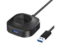 KICHOUSE USB 3.0 Hub Card Reader and 30cm Cable Multi-Port USB Adapter for Laptops and PCs and Memory Cards for Use Random Color
