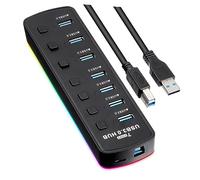 KICHOUSE USB Hub Ports Compact Portable High Speed USB Data Cable Hub Charging Port for Laptop Extension
