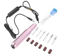 KICHOUSE USB Powered Electric Nail Drill Pen with 20000 Revolutions Per Minute Speed Aluminium Alloy Body Five Nail Grinding Heads Included Portable for Personal Use and Random Color