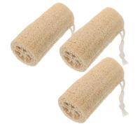 KICHOUSE Vegetable Fiber Loofah Bath Scrubber Set 3Pcs with Rope 12.5Cm X 6-7Cm for Men and Women Suitable for Deep Skin Cleansing and Shower Use