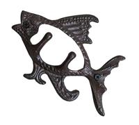 KICHOUSE Vintage Cast Iron Farmhouse Wall Hooks Rustic Fish Rack with Easy Installation for Outdoor Spaces and Patio, Heavy-Duty Wall Mounted Organizer for Scarves and Hats