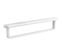 KICHOUSE White Plastic Wall Mount Towel Rack for Bathroom, Resistant to Tarnishing, Modern Elegant Design, Wall Mounted Bath Towel Holder Shelf, Bathroom Accessories for Organised Storage