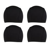 KICHOUSE Wig Elastic Caps Stretch Stocking Dome Caps 4 Pcs Made of Spandex and Polyester Black Comfortable and Prevents Breakage, for Hip Hop Activities and Wig Making