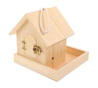 KICHOUSE Wooden Bird House for Small Bird Species and Swallows Unfinished Rustic Hanging Nest for Backyard and Patio Supports Biodiversity Attractive Shelter