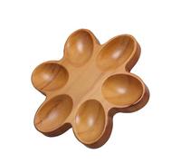 KICHOUSE Wooden Egg Holder Tray for Eggs Sturdy Six-petal Flower Design Multifunctional Fridge Organizer and Countertop Display Easy to Clean Brown Wooden Rack for Kitchen and Easter