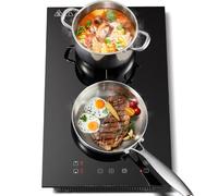 KICHPOWER Double Induction Hob, Electric Plug in Hob 30cm, Built-in Induction Cooker, Touch Control, 2800W, 9 Power Levels, Boost Function, 1-99 Min Timer, Child Safety Lock, Residual Heat Indicator
