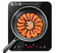 KICHPOWER Single Induction Hob 2000W, Portable Induction Cooker with 10 Power & Temperature Levels, Touch Control, Child Lock, 3-Hour Timer, Residual Heat Indicator, Black Glass Panel Electric Hob