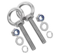 Kichvoe 1 Set Eye Bolts With Nuts - Heavy Duty Stainless Steel Eyebolts M6x20 - Threaded Anchor Eye Bolts With Nut & Flat Washer For Concrete Outdoor Wall Fasteners