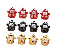 Kichvoe 1 Set Fortune Cat Shape Bells Red Black Golden DIY Supplies Bell Necklace Pendant for Crafts Pet Accessories for Wishes and Decorations