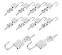 Kichvoe 10 Pcs Silver Zinc Alloy Mini Padlocks with Key for Stationery and Hardware, Square Shape with Secure Protection and Versatile Use, for Locker and On-the-go Security Needs