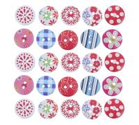 Kichvoe 100pcs Decorative Wooden Buttons for Crafts and Clothes, 15mm Round Smooth 2-Hole Sewing Replacement Buttons, Easy to Sew with Cute Cartoon Design, for Scrapbooking and Presents