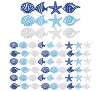 Kichvoe 100pcs Sea Star and Shell Wood Slices Ocean Themed Hanging Ornaments DIY Decoration Assorted Color Realistic Lovely Shapes Easy to Store Desktop Decoration Random Style