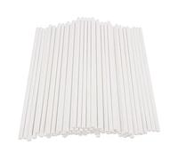 Kichvoe 100pcs White Paper Lollipop Sticks Sturdy Cake Paper Sticks for DIY Craft Projects Birthday Party Treats