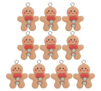 Kichvoe 10pcs Gingerbread Charms Pendants Plastic Resin Jewelry Embellishment DIY Jewelry Making Accessories for Birthday and Festivals