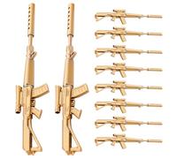 Kichvoe 10pcs Multi-function Gel Pens with Creative Gun Shape Design, Lightweight Portable Plastic Pens for Daily Use by Adults, Elegant Golden Tip Writing Set