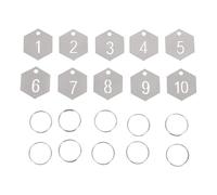 Kichvoe 10pcs Stainless Steel Number Tags with Key Rings, Hexagonal Key Tags for House Lockers and Tools, Resistant and Easy Identification Labels for Offices and Outdoor Activities
