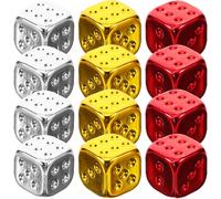 Kichvoe 12pcs Dice Valve Stem Caps for Car and Truck Tires, Universal Threaded Wheel Valve Covers, Red Gold Silver Metal Dust Caps for Vehicle and Bike Tyres