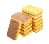 Kichvoe 12pcs Scrub Sponge for Kitchen Dishwashing Eco Sponges Biodegradable Multi-Function Household Cleaning Heavy Duty Reusable Wok Compact for Daily Use