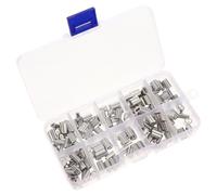 Kichvoe 150pcs Double Barrel Aluminum Loop Sleeves Crimping Kit for Fishing Line Connector Wire Rope Sleeves with Outdoor Sea Fishing Accessories in Storage Box