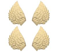 Kichvoe 2 Pairs Golden Angel Wings Cloth Applique Patch Embossed Sew on Wings Shaped Fabric Patch for Revitalizing Old Clothes and Adding Fun to New Basic Shirts