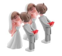 Kichvoe 2 Pairs Miniature Bride and Groom Figurines for Wedding Cake Decorations, Sturdy Pvc Couple Cake Topper with Romantic and Elegant Design, for Engagement Party Decoration
