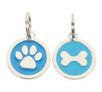 Kichvoe 2 Pcs Blue Dog Id Tags Set, Paw Print Bone Shape Pet Identity Tags with Engraved Name for Puppy and Kitten Collar Accessories