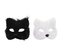 Kichvoe 2 Pcs Fox Masquerade Mask: Half Face Style - Faux Fur Costume Mask - Animal Costume Accessories for Halloween Carnival Christmas