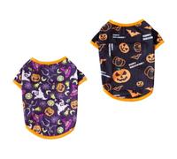 Kichvoe 2 Pcs Halloween Dog Clothes Cotton Pet Garment Set with Magic Hat and Pumpkin Head for Small Pets, Creative and Attractive Outfit for Halloween Party
