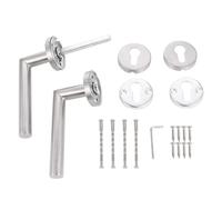 Kichvoe 2 Pcs Modern Round Door Handle Lever Set Stainless Steel Portable Rust Resistant Interior Door Handles Replacement in Silver for Home and Office