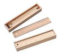 Kichvoe 2 Set Wooden Pen Box Drawer Type Pencil Case Portable Large Capacity Sturdy Stationery Storage Case for School