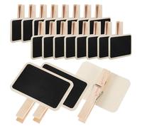 Kichvoe 20 Pcs Mini Chalkboard Signs with Photo Clips, Wooden Small Blackboards 7.2x6.8x4.8cm for Food Labels, Party Buffet Merchandise Tags, Reusable Tabletop Signage
