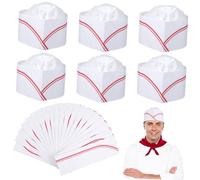 Kichvoe 20Pcs Adjustable Disposable Chef Hats Lightweight Paper Cooking Caps with Air Classic Design for Adults Catering Parties and Themed Events White