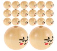 Kichvoe 20pcs Wood Beads Craft Beads Bulk Khaki Round Wooden with Cute Simple Design Comfortable to Touch for Handmade and Garland Making