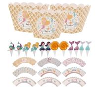 Kichvoe 24pcs Mermaid Cupcake Wrappers Paper Baking Cake Cups for Anniversary and Christmas Party Decoration, Elegant and Charming Design to Add Decor to Cupcakes and Cookies