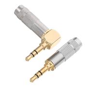 Kichvoe 2pcs 3.5mm Stereo Solder Plug Right Angle L-shape Male Connector | Gold Plated Metal Casing, Strain Relief Design, Supports Three-conductor Stereo, for Headphones and Portable Audio Players