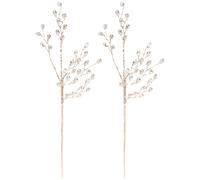 Kichvoe 2pcs Artificial Flower Stem with Crystal Acrylic Bead Drop Pearl Sticks Beaded String Bridal Bouquet Picks Flower Branches for Christmas Wedding Party Decoration