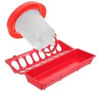 Kichvoe 2pcs Automatic Chicken Feeder and Waterer Set - Small Red Long Feed Trough with Thickened 1l Red-white Water Container for Poultry Feeding and Breeding