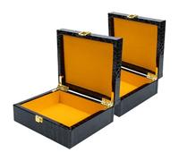 Kichvoe 2pcs Black Pu Flip-Cover Cigar Storage Case with Handle
