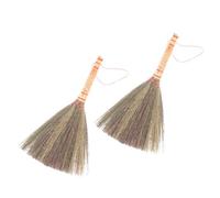 Kichvoe 2pcs Desktop Broom Hand Broom Dust Brush Handmade Sorghum Portable Ergonomic Handle for Cleaning Car and Furniture