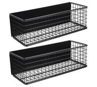 Kichvoe 2pcs Large Black Magnetic Kitchen Organizer Storage Rack for Refrigerator and Washing Machine Side Mount, Magnetic Shelf Basket for Kitchen and Laundry Storage