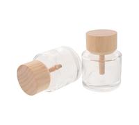 Kichvoe 2pcs Ml Empty Glass Reed Diffuser Bottle with Wooden Cap, round Aromatherapy Container for Desk and Living Rooms, Wide Mouth Design with Steady Scent Diffusion, Stylish Home Decor