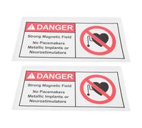 Kichvoe 2pcs No Metallic Implants Warning Stickers with Fade-resistant Pp Synthetic Paper Material, Caution Magnetic Field Decals for Hospitals and Hazardous Zones