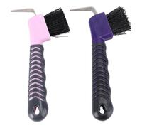 Kichvoe 2pcs Portable Horse Hoof Pick with Brush Grip Handle Hoof Cleaning Tool for Horses Supple Grip Picks Suitable for Grooming and Tack Cleaning Random Color