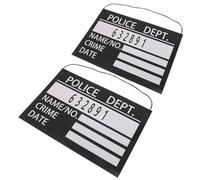 Kichvoe 2pcs Prison Board Mugshot Sign Prop with Number Card for Convict Costume, Black Cardboard Material with Jute Rope, Enhanced Visibility and Realistic Design for Prison Themed