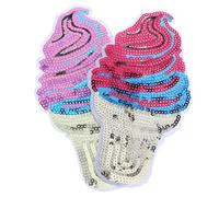 Kichvoe 2pcs Sequin Ice Cream Patches Clothes Patches Assorted Color Iron-on Sew-on Elegant Beautiful Cloth Decorations for T-Shirt Bags Decorating and Reinforcing