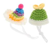 Kichvoe 2pcs Small Pet Knitted Hat for Tiny Animals with Adjustable Strap Design, Comfortable Polyacrylic Fiber Material, for Birthday Parties and Easter, Adorable and Stylish Pet Costume